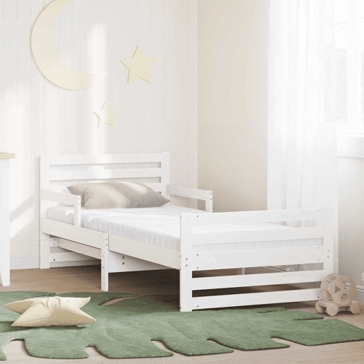 Estrutura de cama de solteiro para adultos - Branco 80 x 200 cm Madeira de Pinheiro Sólida