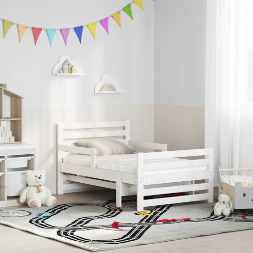 Estrutura de cama de solteiro para adultos - Branco 80 x 200 cm Madeira de Pinheiro Sólida
