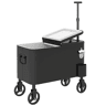 Outsunny Carrinho Frigorífico de 56L com Rodas, Carrinho de Bebidas com Pega Ajustável, Abre-garrafas Recolhedor de Tampas Dreno e Mesa para Jardim Exterior, Festas BBQ 75x35x120 cm Preto
