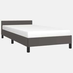 Estrutura de cama de solteiro para adultos c cabeceira 90x190 cm cinzento