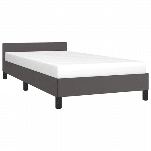 Estrutura de cama de solteiro para adultos c cabeceira 90x190 cm cinzento