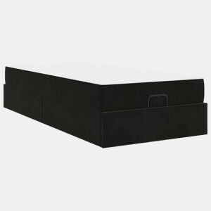Estrutura de cama de solteiro para adultos com colchão com colchão 2 pcs Preto Veludo