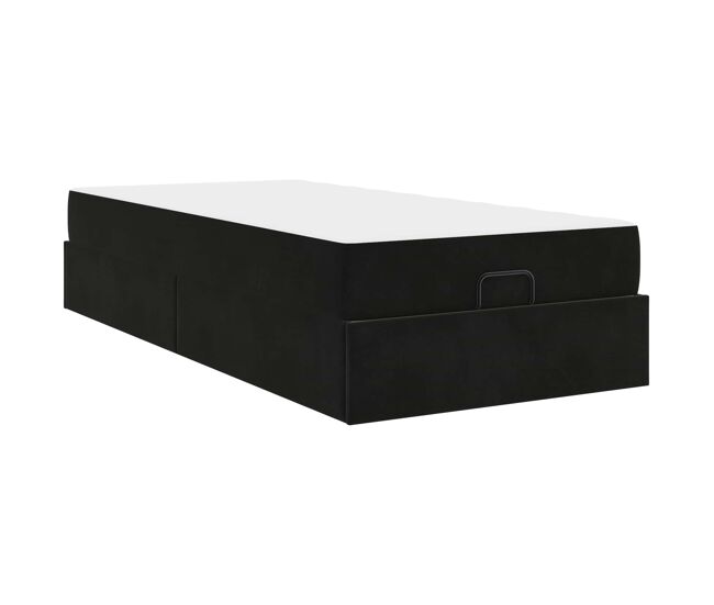 Estructura de cama individual para adultos con colchón 2 pcs negro terciopelo