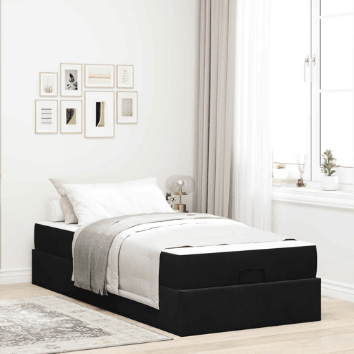 Estrutura de cama de solteiro para adultos com colchão com colchão 2 pcs Preto Veludo