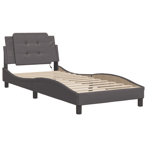 Estrutura de cama de solteiro para adultos com LED Zadar 80x200cm cinza