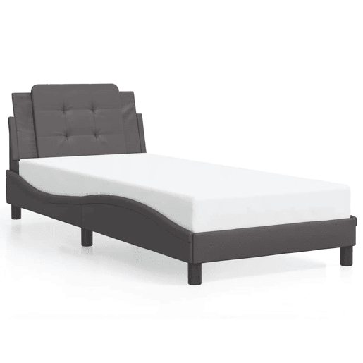Estrutura de cama de solteiro para adultos com LED Zadar 80x200cm cinza