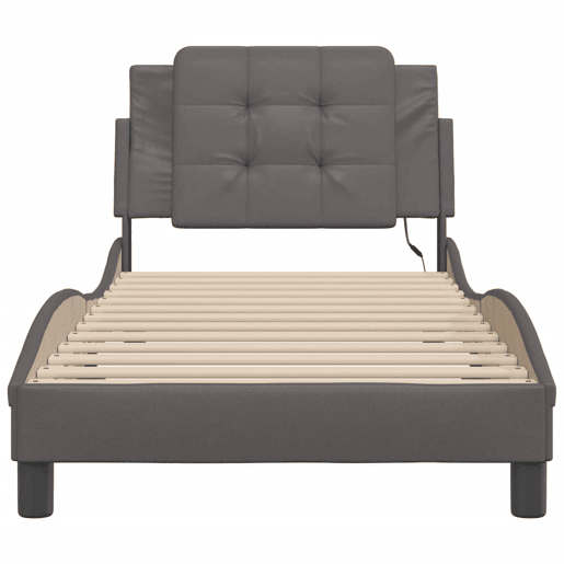 Estrutura de cama de solteiro para adultos com LED Zadar 80x200cm cinza