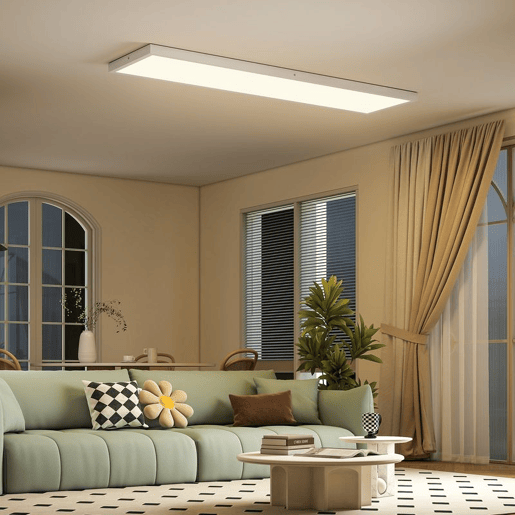 HOMCOM Conjunto de 4 Candeeiros de Teto, Reguláveis em Cor Plafons LED de Teto com Interruptor DIP e de Parede 3000K4000K6000K 5200 lm 48 W para Sala Escritório 120x30x3,7 cm Branco