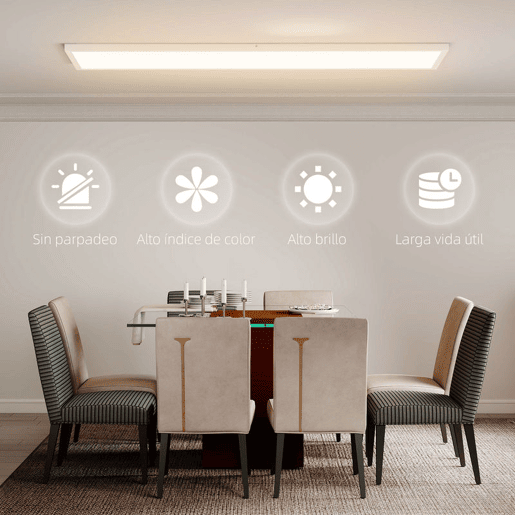 HOMCOM Conjunto de 4 Candeeiros de Teto, Reguláveis em Cor Plafons LED de Teto com Interruptor DIP e de Parede 3000K4000K6000K 5200 lm 48 W para Sala Escritório 120x30x3,7 cm Branco