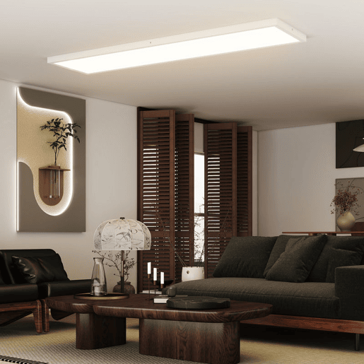 HOMCOM Conjunto de 4 Candeeiros de Teto, Reguláveis em Cor Plafons LED de Teto com Interruptor DIP e de Parede 3000K4000K6000K 5200 lm 48 W para Sala Escritório 120x30x3,7 cm Branco