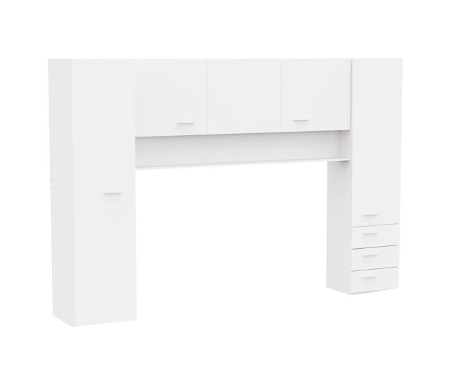 Armario juvenil puente tidy habitación infantil blanco mate 304x203 cm