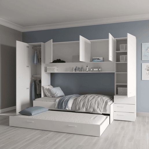 Guarda-roupa infantil Tidy Bridge Youth, branco fosco, 304 x 203 cm