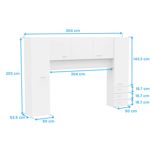 Guarda-roupa infantil Tidy Bridge Youth, branco fosco, 304 x 203 cm