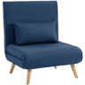 HOMCOM Sofá-Cama Individual Dobrável 3 em 1, Sofá-Cama Estofado em Linho, com Encosto Ajustável em 5 Posições, 1 Almofada, para Quarto, Sala, Azul Escuro