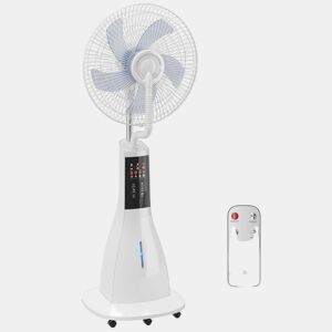 HOMCOM Ventoinha Nebulizadora 90W Ventoinha com Água Oscilação 75° 3 Velocidades 5 Hélices 3 Modos Depósito de Água 3L Temporizador 7,5h Comando à Distância 5 Rodas para Casa Escritório Branco