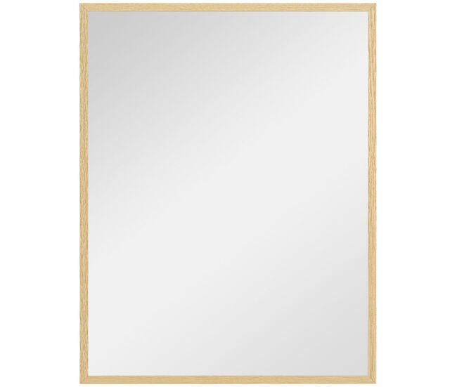 Homcom espejo de pared, 70x90 cm, espejo de baño rectangular, decorativo para salón, entrada, pasillo, horizontal o vertical, natural