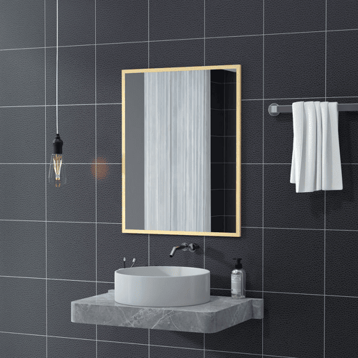 HOMCOM Espelho de Parede 70x90 cm Espelho de Casa de Banho Retangular Decorativo para Sala Entrada Corredor Horizontal ou Vertical Madeira