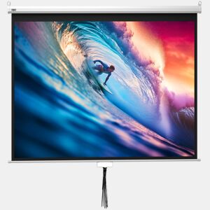 HOMCOM Ecrã de Projeção Manual 100 Polegadas, Ecrã de Projeção, Formato 4:316:9, para Interior e Exterior, Eventos Desportivos, Cinema em Casa, Escritório, Jardim, 203x152 cm, Branco