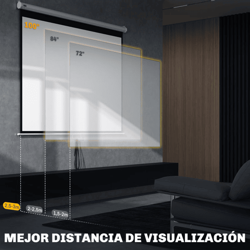 HOMCOM Ecrã de Projeção Manual 100 Polegadas, Ecrã de Projeção, Formato 4:316:9, para Interior e Exterior, Eventos Desportivos, Cinema em Casa, Escritório, Jardim, 203x152 cm, Branco