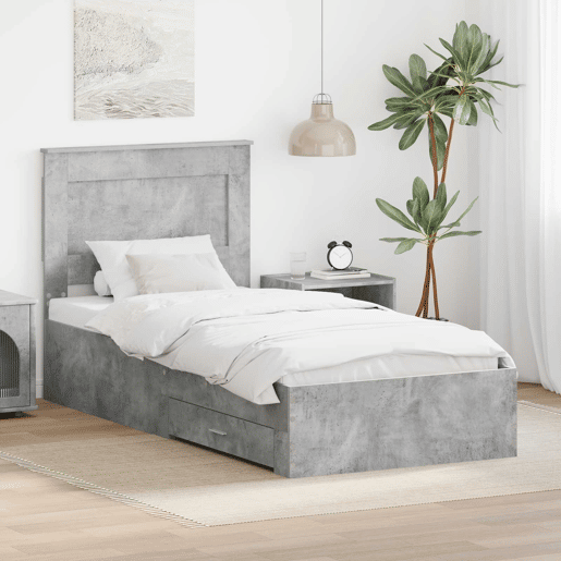 Estrutura de cama de solteiro para adultos com gaveta com cabeceira Madeira processada