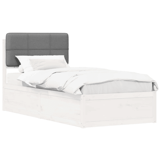 Estrutura de cama de solteiro simple com Cabeceira Estofada Cinzento-claro