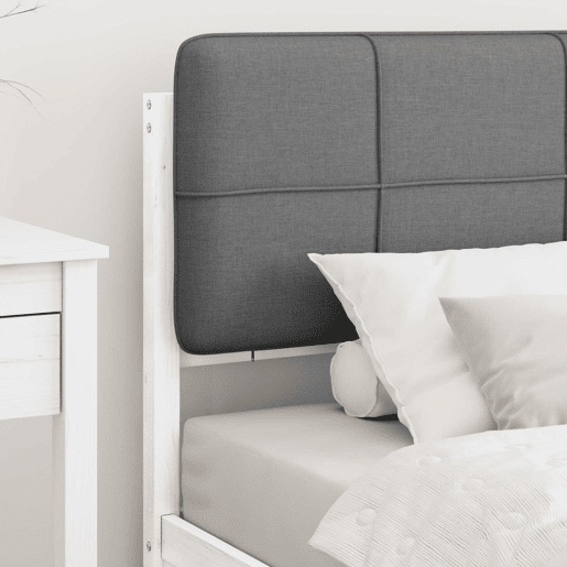 Estrutura de cama de solteiro simple com Cabeceira Estofada Cinzento-claro