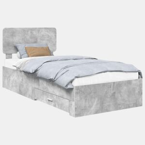 Estrutura de cama de solteiro para adultos - Cinzento 100 x 200 cm Madeira processada