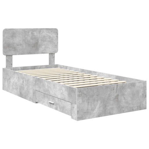 Estrutura de cama de solteiro para adultos - Cinzento 100 x 200 cm Madeira processada