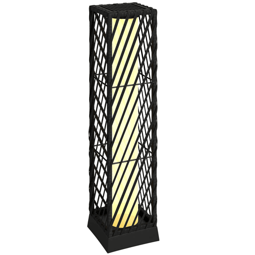 Outsunny Candeeiro de Jardim em Vime Candeeiro Solar Exterior com Luzes LED Automáticas Impermeável IP44 Candeeiro de Pé para Terraço Varanda Jardim 16x16x68 cm Preto
