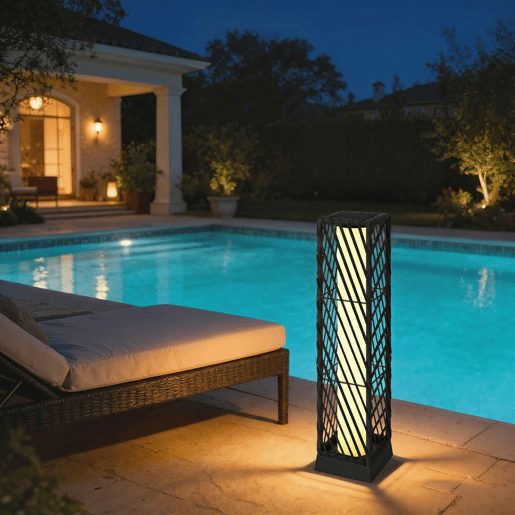 Outsunny Candeeiro de Jardim em Vime Candeeiro Solar Exterior com Luzes LED Automáticas Impermeável IP44 Candeeiro de Pé para Terraço Varanda Jardim 16x16x68 cm Preto