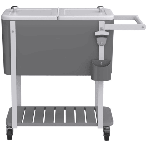 Outsunny Carro Térmico de 56L com Rodas Carro de Bebidas com Prateleira Abre-Garrafas Coletor de Tampas Dreno e Pega Mesa Térmica para Jardim Exterior Festas, BBQ, 84x38x83 cm Cinzento
