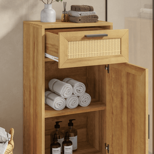 Móvel de casa de banho Marhasa com porta e gaveta 92x40x30 cm CarvalhoPreto en.casa