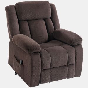 HOMCOM Poltrona Relax Reclinável Elétrica Elevatória com Porta USB, Poltrona Elevadora, com Controlo Remoto Assento Largo Apoio para os Pés Estofada em Veludo Bolsos Laterais Castanho