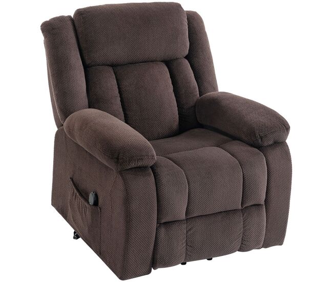 Homcom sillón relax reclinable eléctrico levanta personas mayores, con puerto usb, sillón elevador, con control remoto, asiento ancho, reposapiés, tapizado en terciopelo, bolsillos laterales, marrón