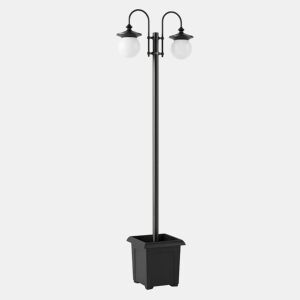 Outsunny Candeeiro Solar de Exterior com Vaso 2 Cabeçais Impermeável IP44 Ligação Automática e Altura Ajustável Luz Solar LED para Jardim Terraço 53,5x30x182 cm Preto