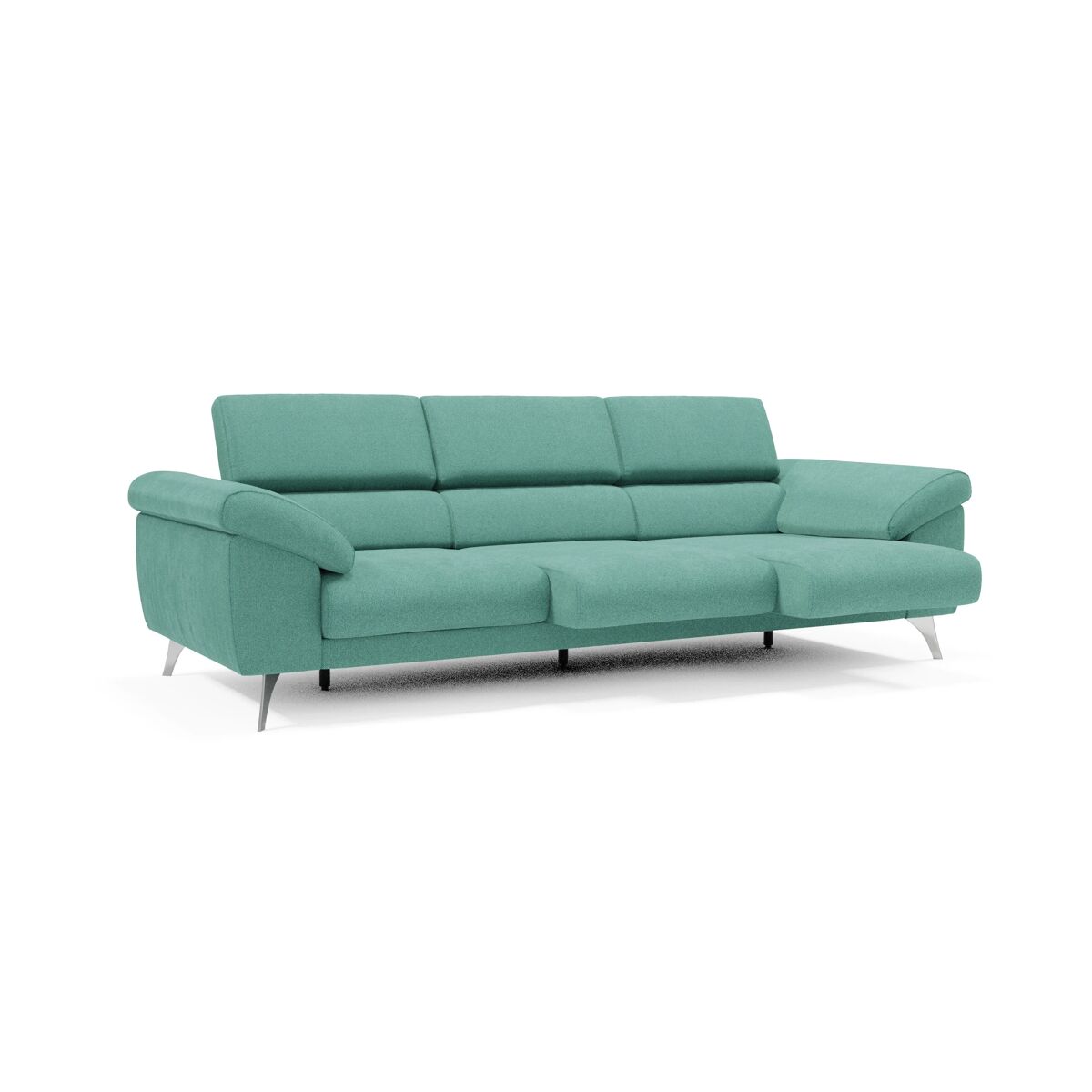 Donatello sofá con 3 asientos extensibles reposabrazos con arcón en tejido desmontable 265 cm verde aguamarina
