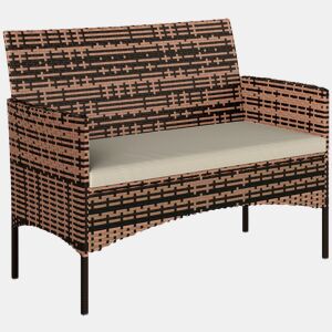 Outsunny Sofá de Exterior em Rattan de 2 Lugares Sofá de Jardim com Almofada Lavável Estrutura de Aço, para Varanda Alpendre Pátio, Caqui