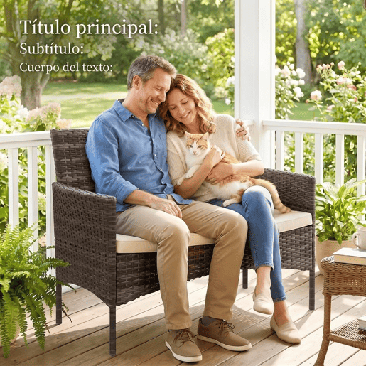 Outsunny Sofá de Exterior em Rattan de 2 Lugares Sofá de Jardim com Almofada Lavável Estrutura de Aço, para Varanda Alpendre Pátio, Caqui