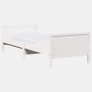 Estrutura de cama de solteiro para adultos - Branco 80 x 200 cm Madeira de Pinheiro Sólida
