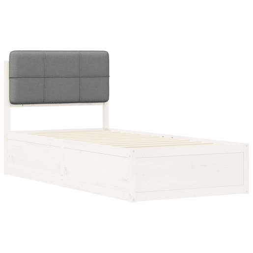 Estrutura de cama de solteiro simple com Cabeceira Estofada Cinzento-claro