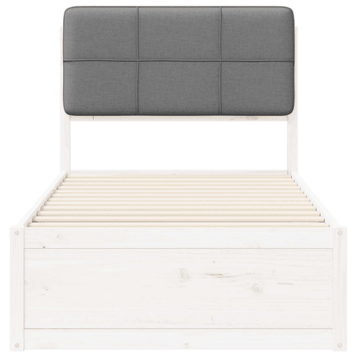 Estrutura de cama de solteiro simple com Cabeceira Estofada Cinzento-claro