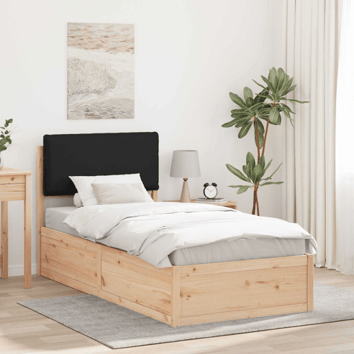 Estrutura de cama de solteiro para adultos com Cabeceira Estofada Preto 75 x 190 cm