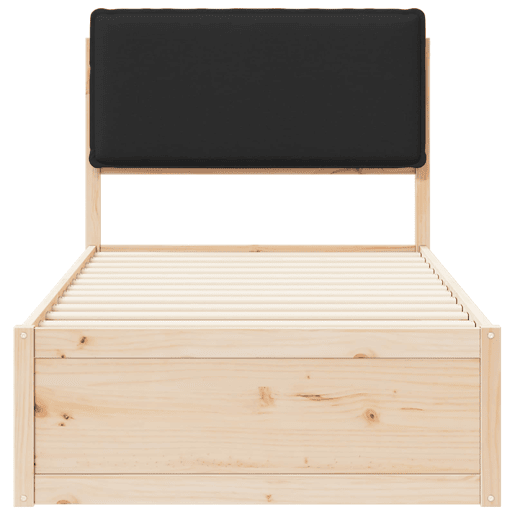 Estrutura de cama de solteiro para adultos com Cabeceira Estofada Preto 75 x 190 cm