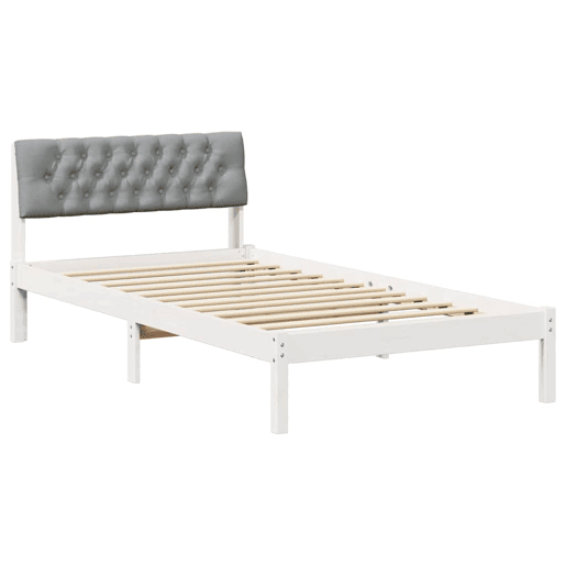 Estrutura de cama de solteiro para adultos - Branco e cinza claro 100 x 200 cm