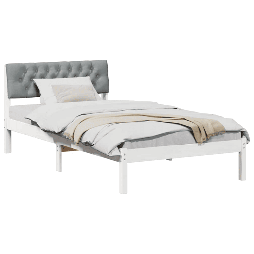 Estrutura de cama de solteiro para adultos - Branco e cinza claro 100 x 200 cm