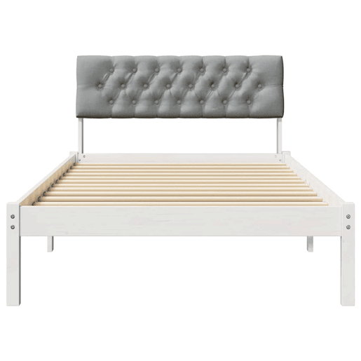 Estrutura de cama de solteiro para adultos - Branco e cinza claro 100 x 200 cm