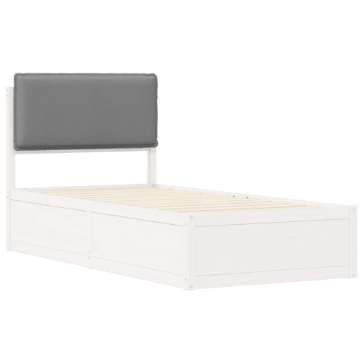 Estrutura de cama de solteiro simple com Cabeceira Estofada Cinzento-claro