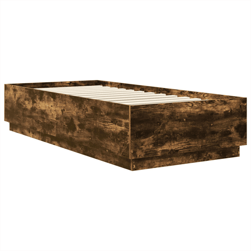 Estrutura de cama de solteiro para adultos com Cabeceira - Carvalho Defumado 100 x 200 cm