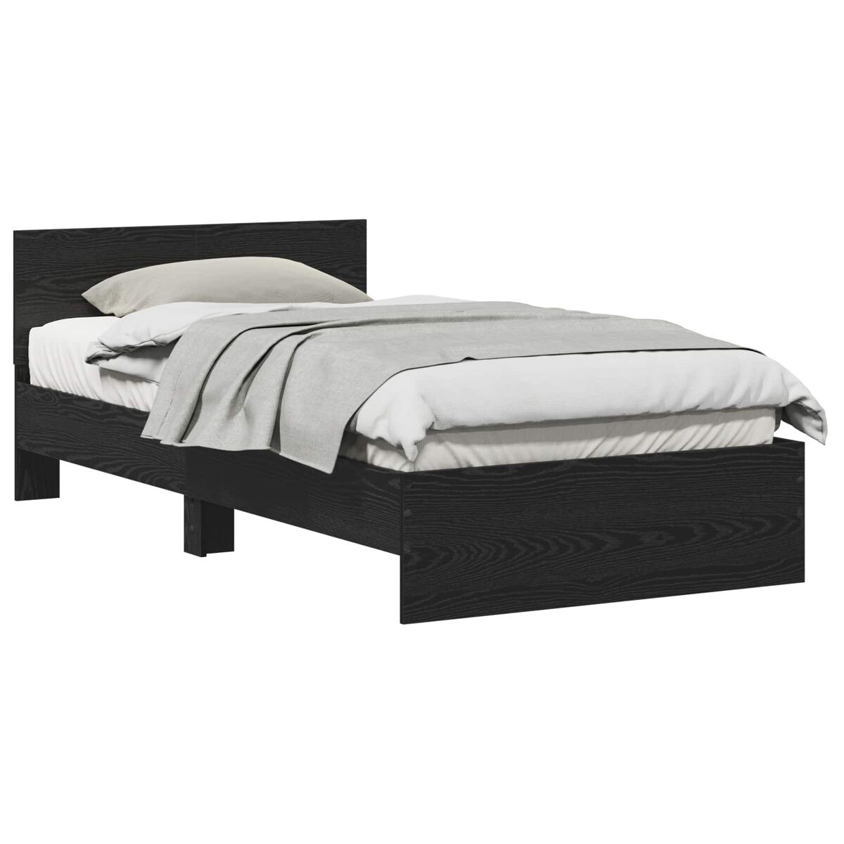 Estructura de cama individual 104x203 Negro/ Madera