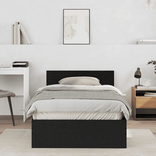 Estrutura De Cama De Casal King Size - Carvalho Preto 203 x 104 x 70 cm